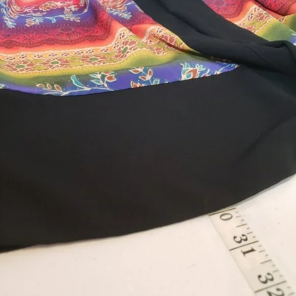 Vtg Colorful Open Cardigan Flowy Duster  3/4 Sleeve Rainbow Maximalism Dopamine - Picture 10 of 11